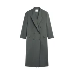 The Frankie Shop Jane Long Coat - Light Khaki - Oversized Minimalist Coats in Green - Shop at Coveti