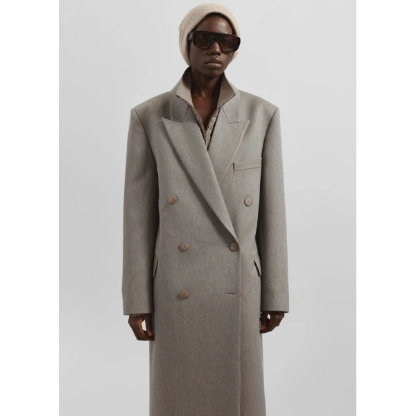 The Frankie Shop Jane Long Coat – Taupe Melange, view 4