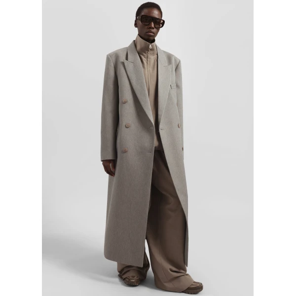 The Frankie Shop Jane Long Coat – Taupe Melange, view 5