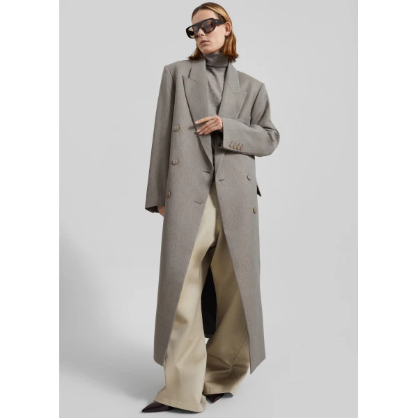 The Frankie Shop Jane Long Coat – Taupe Melange, view 6