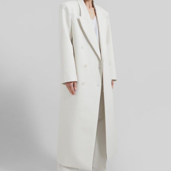 The Frankie Shop Jane Long Coat - White - Oversized Minimalist Coats in White - Shop at Coveti