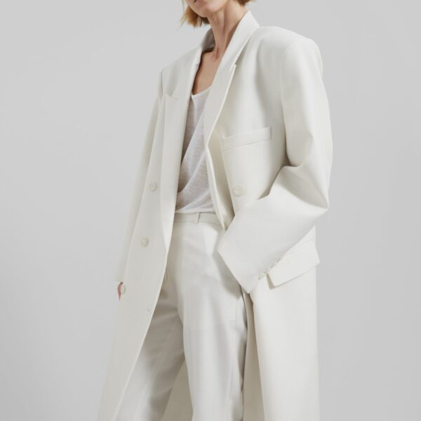 The Frankie Shop Jane Long Coat - White - Oversized Minimalist Coats in White - Shop at Coveti