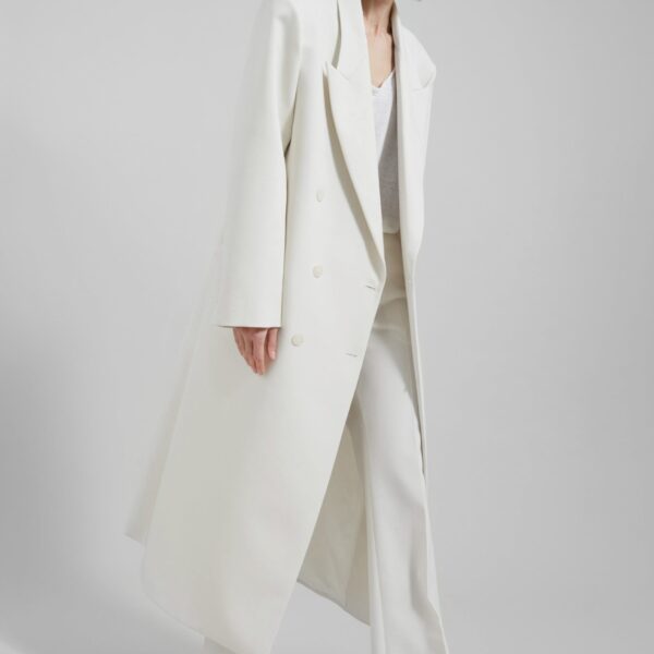The Frankie Shop Jane Long Coat - White - Oversized Minimalist Coats in White - Shop at Coveti