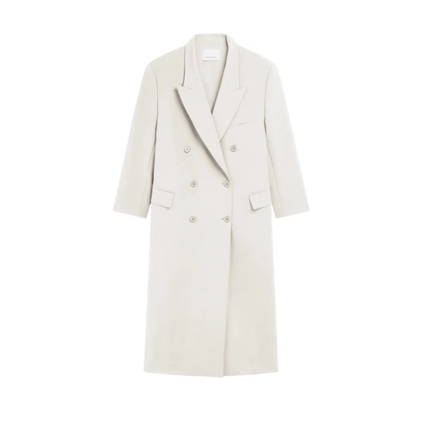The Frankie Shop Jane Long Coat - White - Oversized Minimalist Coats in White - Shop at Coveti