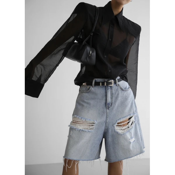 The Frankie Shop Jolene Semi Sheer Shirt – Black, view 3