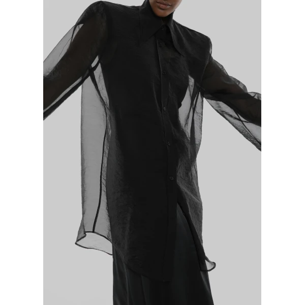 The Frankie Shop Jolene Semi Sheer Shirt – Black, view 4