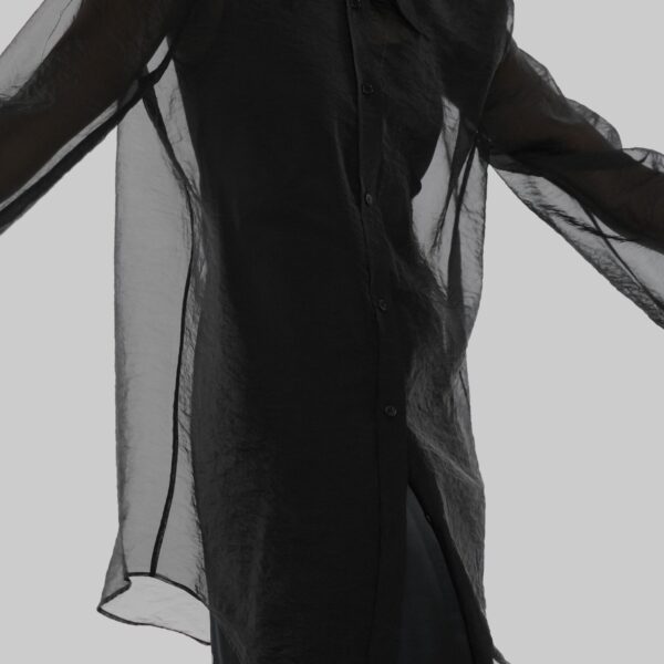 The Frankie Shop Jolene Semi Sheer Shirt - Black - Oversized Minimalist Tops in Black - Shop at Coveti