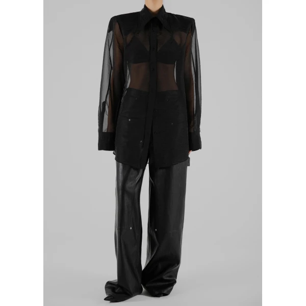 The Frankie Shop Jolene Semi Sheer Shirt – Black, view 5