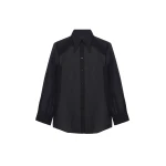 The Frankie Shop Jolene Semi Sheer Shirt - Black - Oversized Minimalist Tops in Black - Shop at Coveti