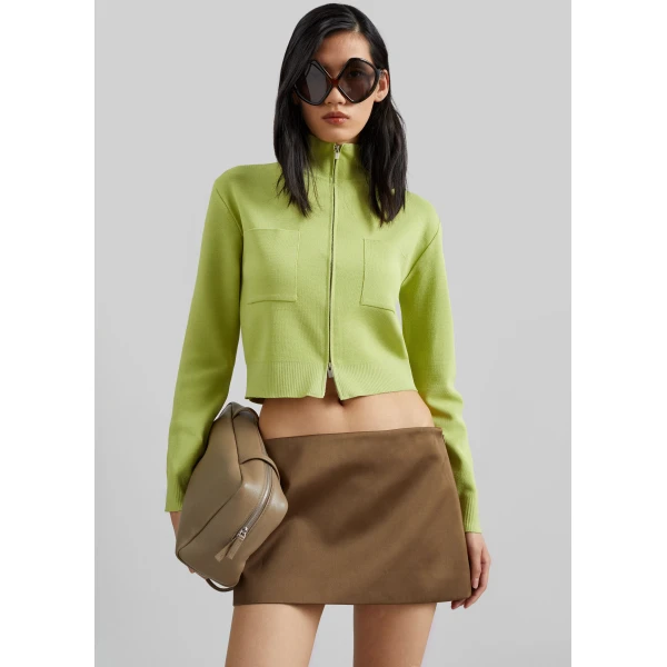 The Frankie Shop Juilly Knit Zip Cardigan – Lime, view 2