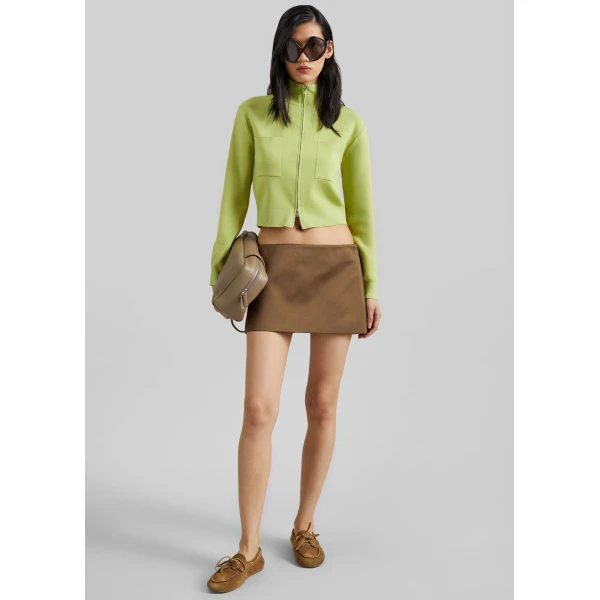 The Frankie Shop Juilly Knit Zip Cardigan – Lime, view 4