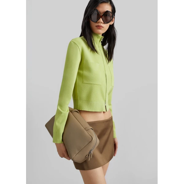 The Frankie Shop Juilly Knit Zip Cardigan – Lime, view 5