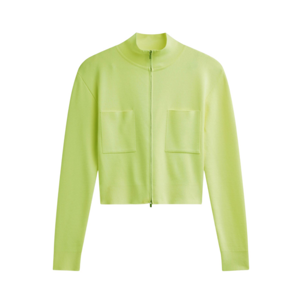 The Frankie Shop Juilly Knit Zip Cardigan - Lime - Oversized Minimalist Knitwear in Green - Shop at Coveti