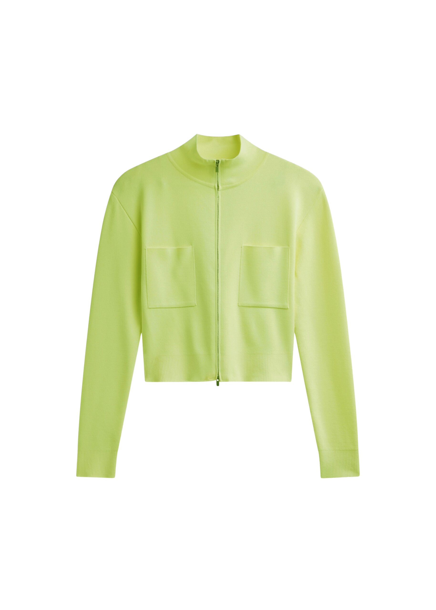 The Frankie Shop Juilly Knit Zip Cardigan - Lime - Oversized Minimalist Knitwear in Green - Shop at Coveti