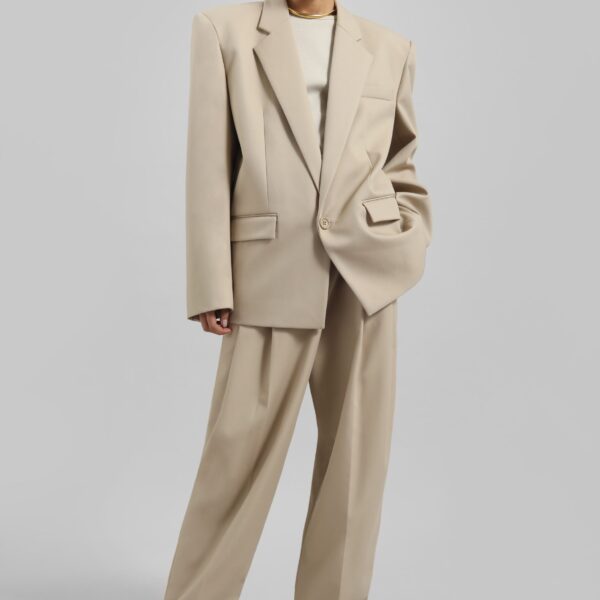 The Frankie Shop Jun Blazer - Beige - Oversized Minimalist Jackets in Beige - Shop at Coveti