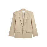 The Frankie Shop Jun Blazer - Beige - Oversized Minimalist Jackets in Beige - Shop at Coveti