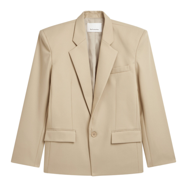The Frankie Shop Jun Blazer - Beige - Oversized Minimalist Jackets in Beige - Shop at Coveti