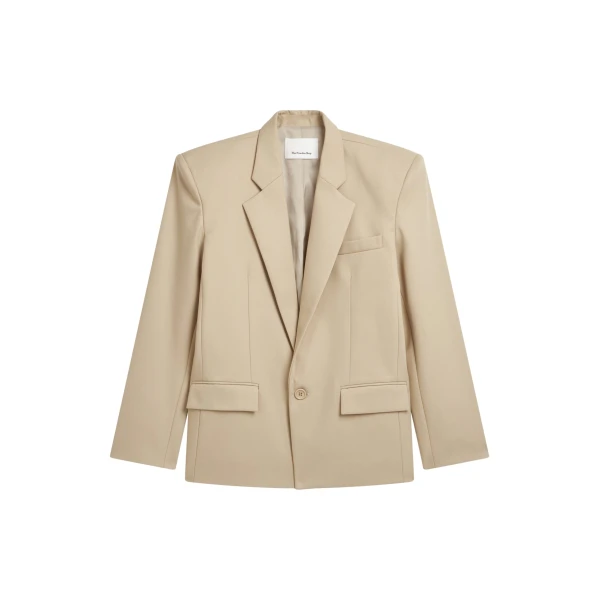 The Frankie Shop Jun Blazer - Beige - Oversized Minimalist Jackets in Beige - Shop at Coveti