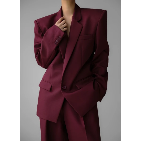 The Frankie Shop Jun Blazer – Burgundy, view 2