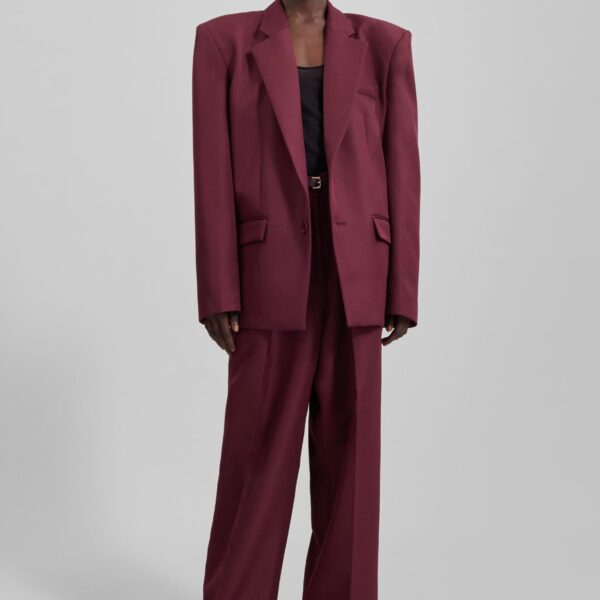 The Frankie Shop Jun Blazer - Burgundy - Oversized Minimalist Jackets in Red - Shop at Coveti