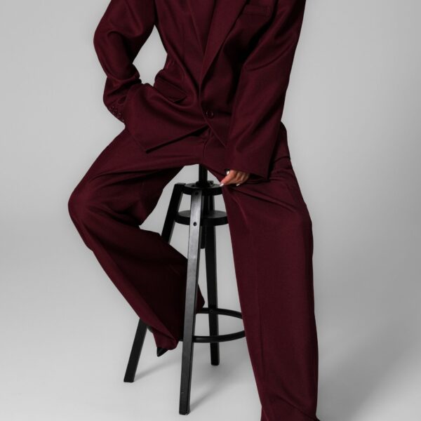 The Frankie Shop Jun Blazer - Burgundy - Oversized Minimalist Jackets in Red - Shop at Coveti