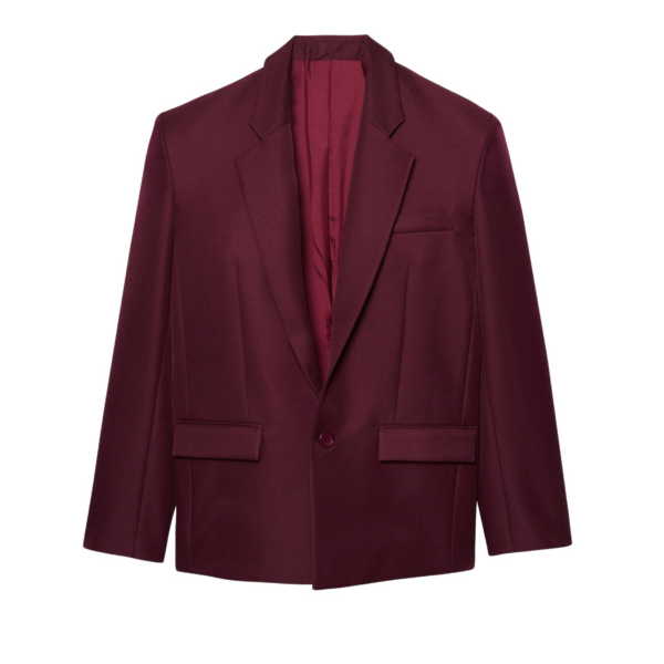 The Frankie Shop Jun Blazer - Burgundy - Oversized Minimalist Jackets in Red - Shop at Coveti