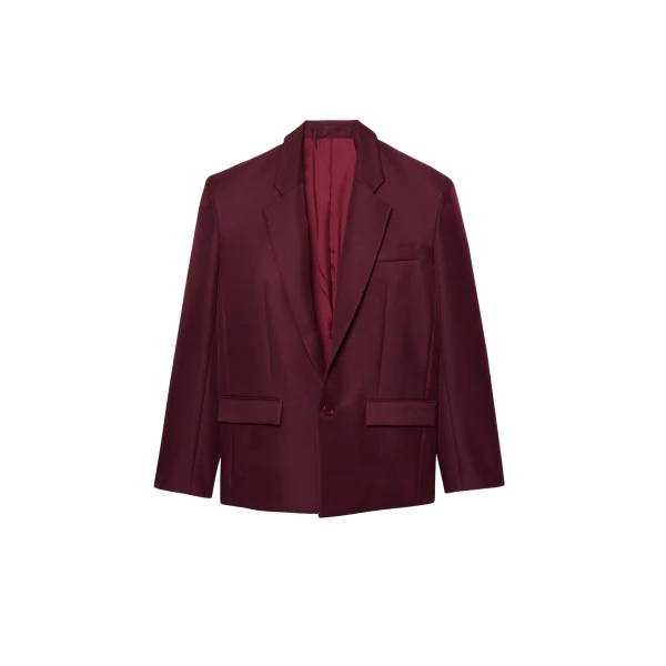 The Frankie Shop Jun Blazer - Burgundy - Oversized Minimalist Jackets in Red - Shop at Coveti