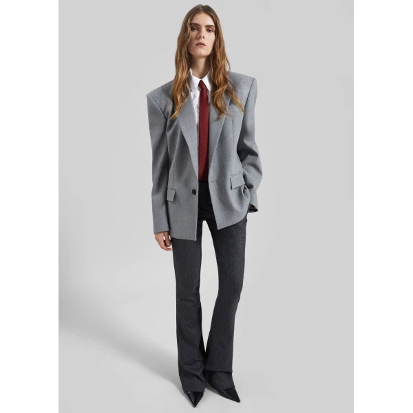 The Frankie Shop Jun Textured Blazer – Grey Melange, view 2
