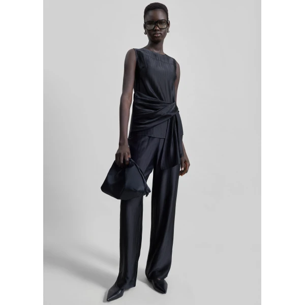 The Frankie Shop Kadala Silk Blend Trousers – Black, view 4