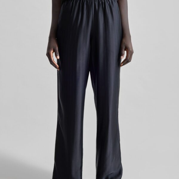 The Frankie Shop Kadala Silk Blend Trousers - Black - Oversized Minimalist Pants in Black - Shop at Coveti