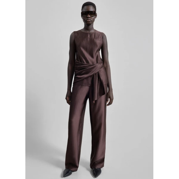 The Frankie Shop Kadala Silk Blend Trousers – Dark Brown, view 2
