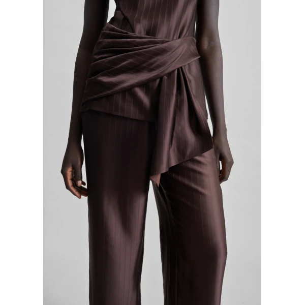 The Frankie Shop Kadala Silk Blend Trousers – Dark Brown, view 4