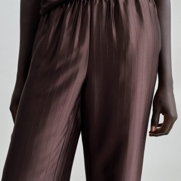 The Frankie Shop Kadala Silk Blend Trousers - Dark Brown - Oversized Minimalist Pants in Beige - Shop at Coveti