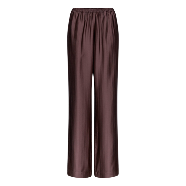 The Frankie Shop Kadala Silk Blend Trousers - Dark Brown - Oversized Minimalist Pants in Beige - Shop at Coveti