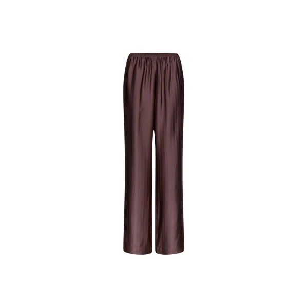 The Frankie Shop Kadala Silk Blend Trousers - Dark Brown - Oversized Minimalist Pants in Beige - Shop at Coveti