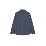The Frankie Shop Kae Back Slit Button Up Shirt - Charcoal - Oversized Minimalist Tops in Grey - Shop at Coveti