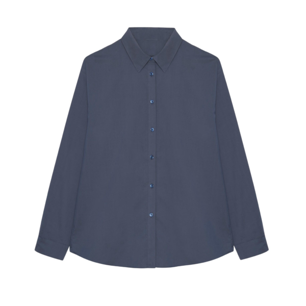 The Frankie Shop Kae Back Slit Button Up Shirt - Charcoal - Oversized Minimalist Tops in Grey - Shop at Coveti