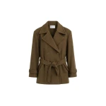 The Frankie Shop Kalmar Wool Peacoat - Pale Olive - Oversized Minimalist Coats in Green - Shop at Coveti