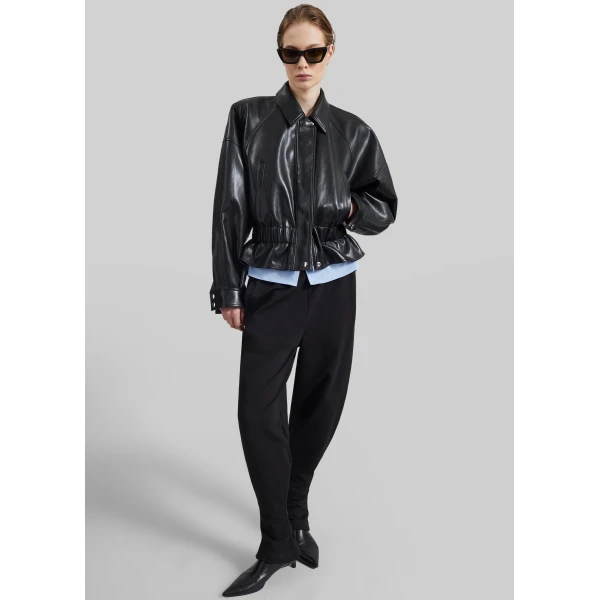 The Frankie Shop Kalsta Faux Leather Peplum Jacket – Black, view 3