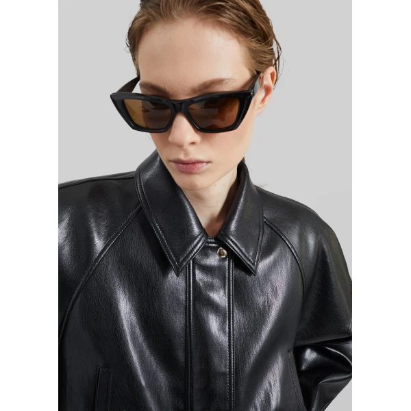 The Frankie Shop Kalsta Faux Leather Peplum Jacket – Black, view 5