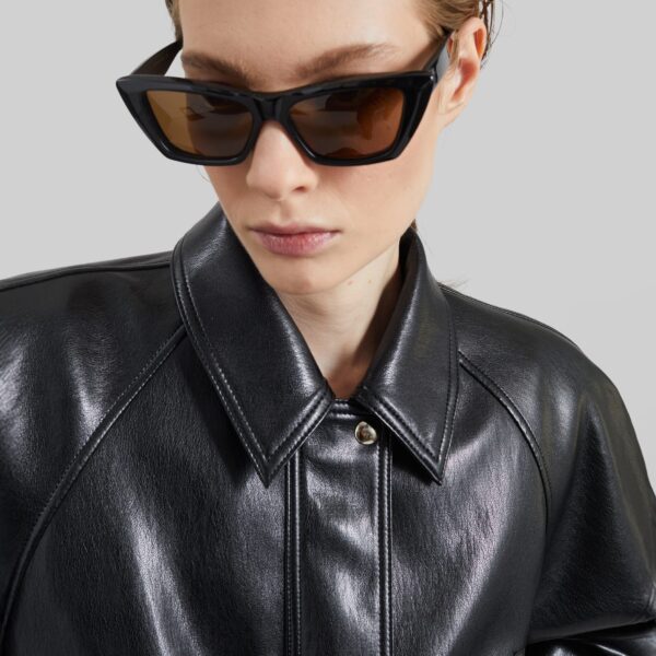 The Frankie Shop Kalsta Faux Leather Peplum Jacket - Black - Oversized Minimalist Jackets in Black - Shop at Coveti