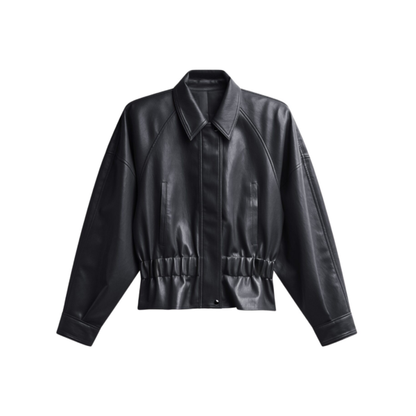 The Frankie Shop Kalsta Faux Leather Peplum Jacket - Black - Oversized Minimalist Jackets in Black - Shop at Coveti