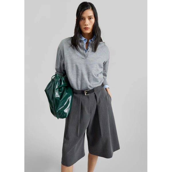 The Frankie Shop Kalvo Belted Bermuda Shorts – Dark Grey, view 4