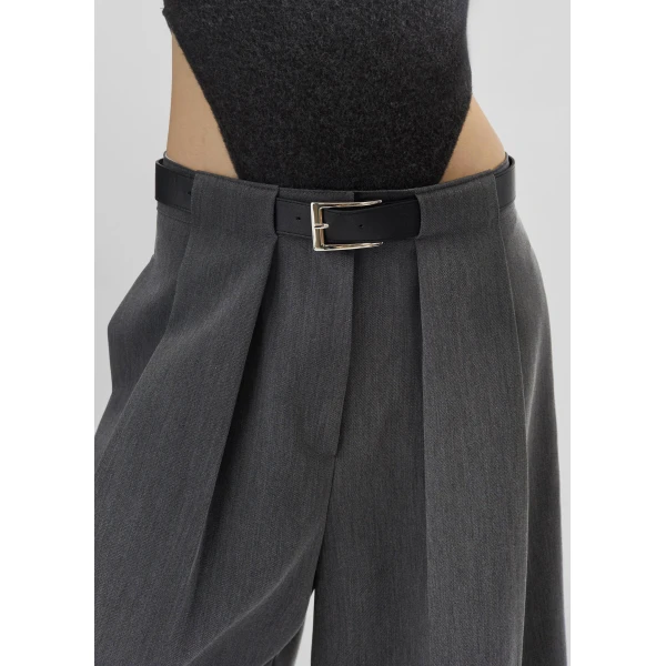 The Frankie Shop Kalvo Belted Bermuda Shorts – Dark Grey, view 6