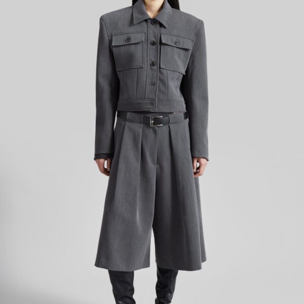 The Frankie Shop Kalvo Boxy Jacket - Dark Grey - Oversized Minimalist Jackets in Grey - Shop at Coveti