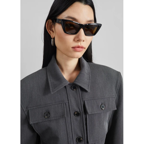 The Frankie Shop Kalvo Boxy Jacket – Dark Grey, view 6