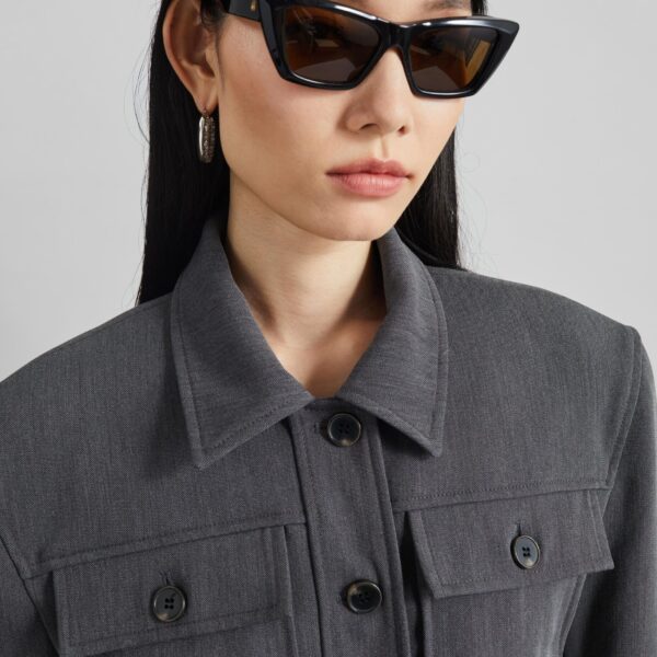 The Frankie Shop Kalvo Boxy Jacket - Dark Grey - Oversized Minimalist Jackets in Grey - Shop at Coveti