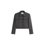 The Frankie Shop Kalvo Boxy Jacket - Dark Grey - Oversized Minimalist Jackets in Grey - Shop at Coveti