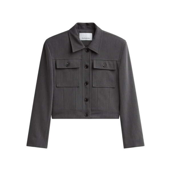 The Frankie Shop Kalvo Boxy Jacket - Dark Grey - Oversized Minimalist Jackets in Grey - Shop at Coveti