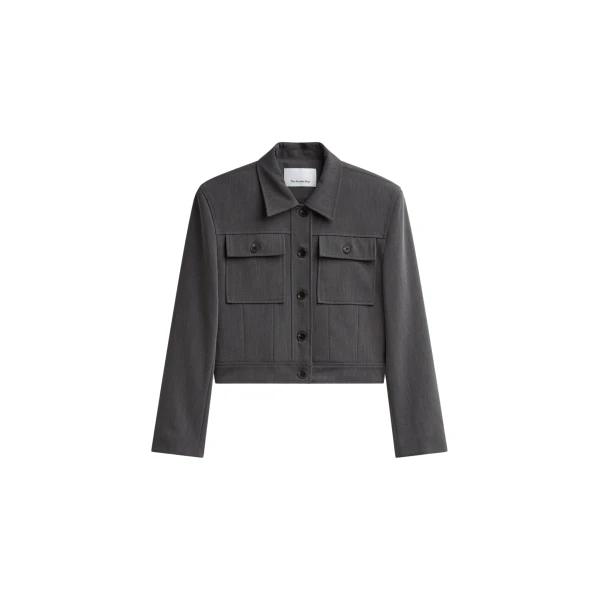 The Frankie Shop Kalvo Boxy Jacket - Dark Grey - Oversized Minimalist Jackets in Grey - Shop at Coveti